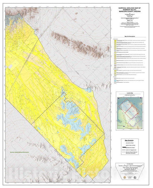 Map : Surficial geologic map and flood hazard assessment, Rainbow Valley, Maricopa County, Arizona, 2009 Cartography Wall Art :