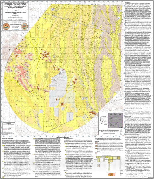 Map : Geologic map of the Wintersburg 7.5' quadrangle and parts of the Arlington, Gillespie, and Tonopah quadrangles, Maricopa County, Arizona, 2015 Cartography Wall Art :
