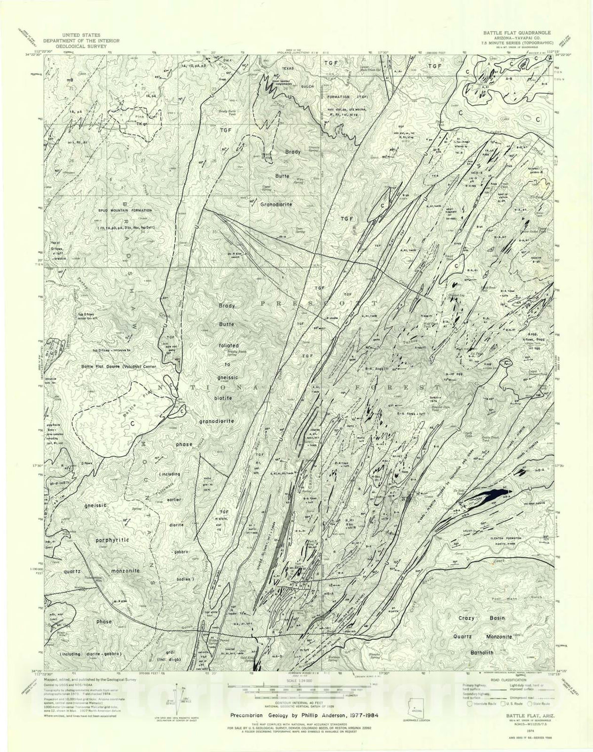 Map : Proterozoic geology of the Bradshaw Mountains and environs, central Arizona, 2017 Cartography Wall Art :