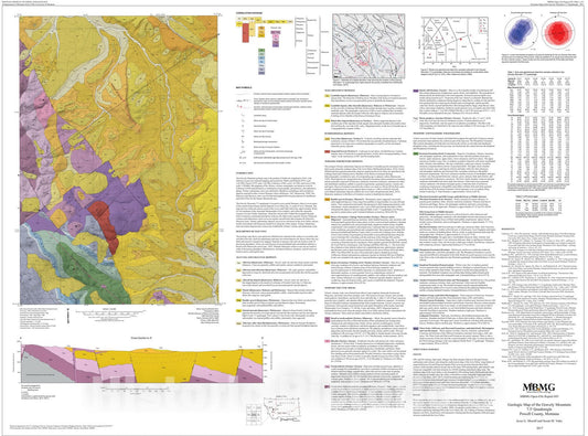 Map : Geologic map of the Gravely Mountain 7.5' quadrangle, Powell County, Montana, 2017 Cartography Wall Art :