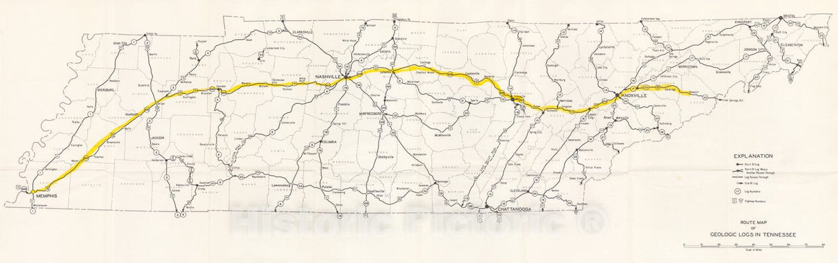 Map : Guidebook to geology along Tennessee highways, 1958 Cartography Wall Art :