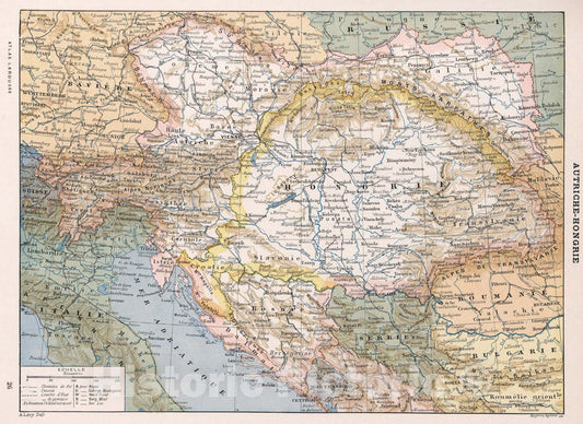 Historic Map : Autriche-Hongrie., 1900, Vintage Wall Art