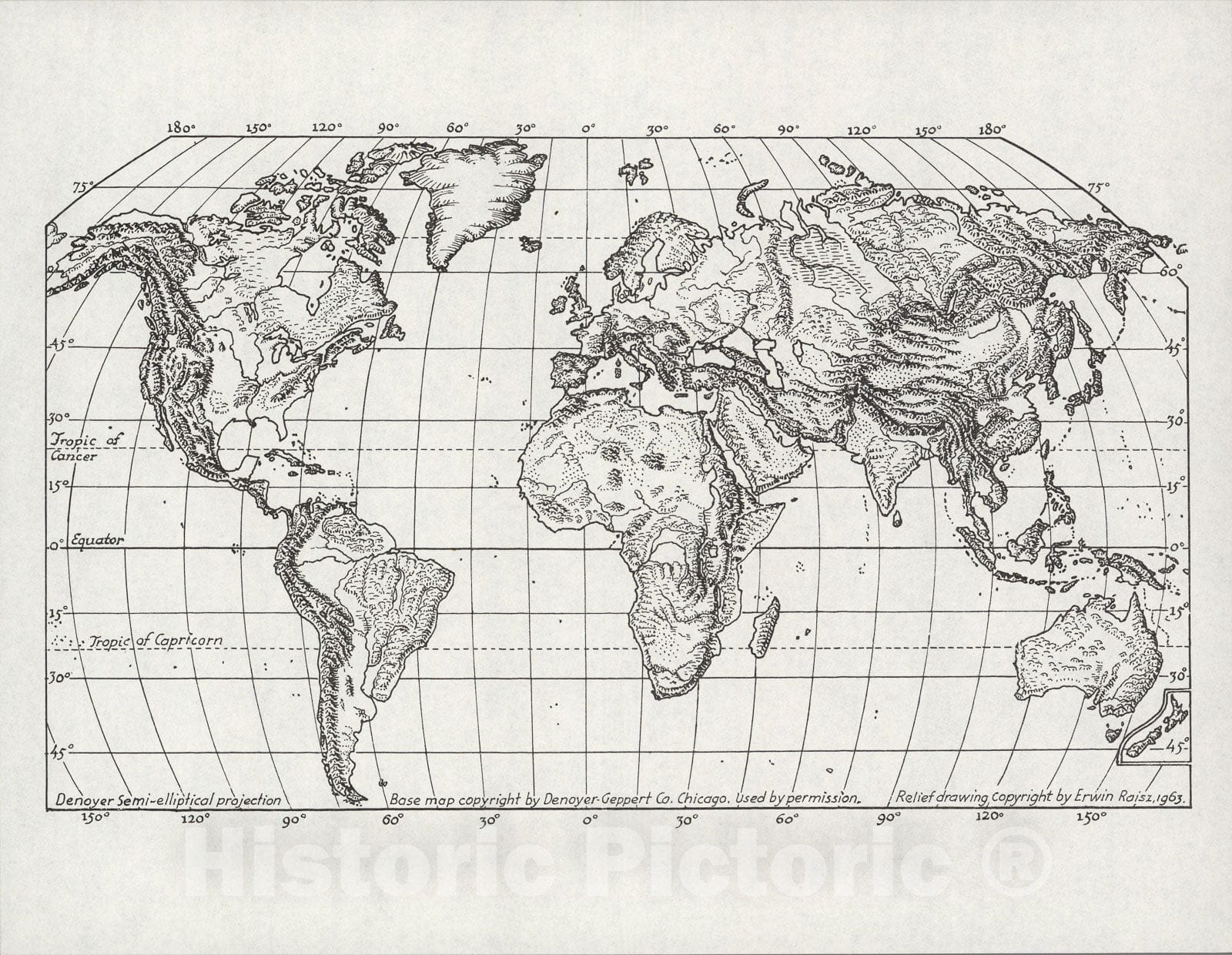 Historic Map : World., 1963, Vintage Wall Art