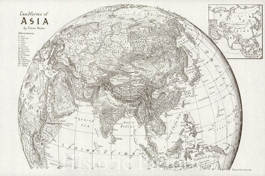 Asia - Landforms and Geology, 1960 - Historical Map Print