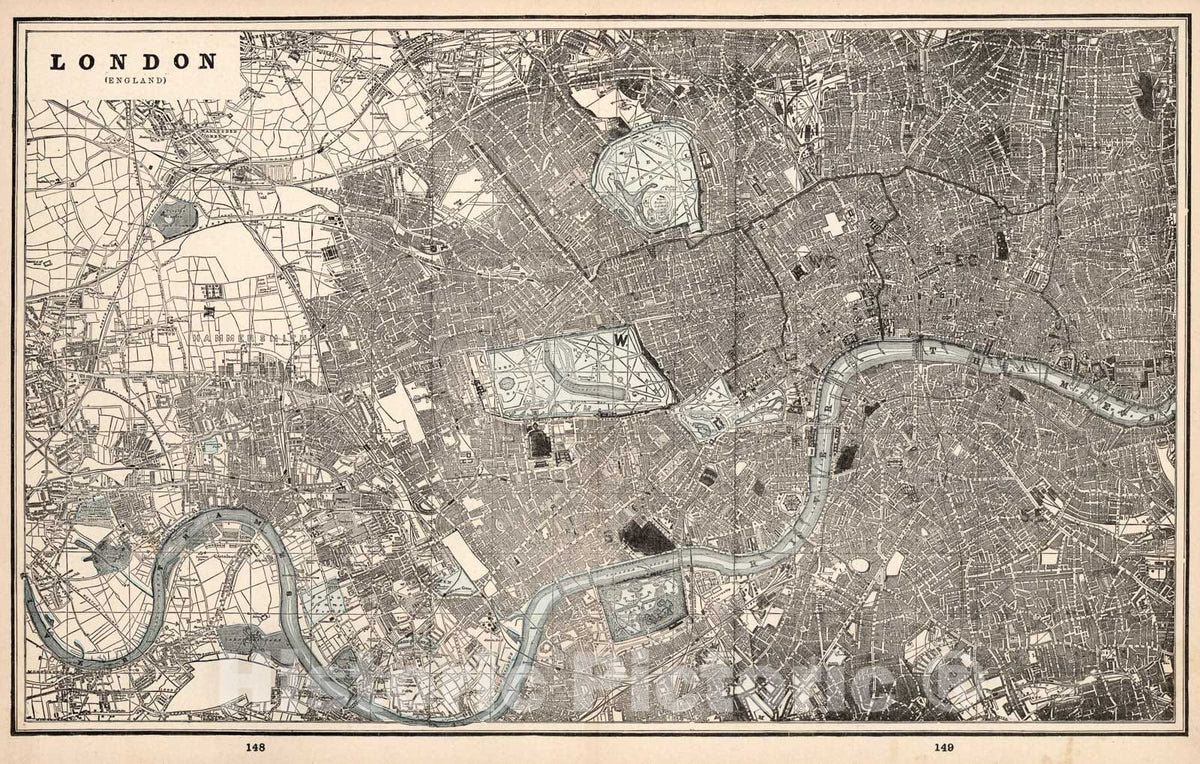 Historic Map : London, England, 1893, Vintage Wall Art