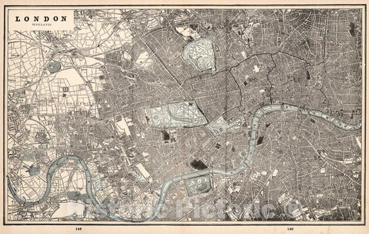 Historic Map : London, England, 1893, Vintage Wall Art