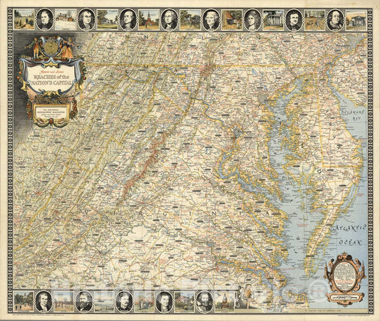 Historic Map : Historic and scenic reaches of the nation's capital, 1938, Vintage Wall Art