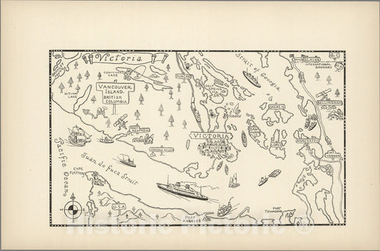 Historic Map : Victoria (and Vicinity)., 1934, Vintage Wall Art