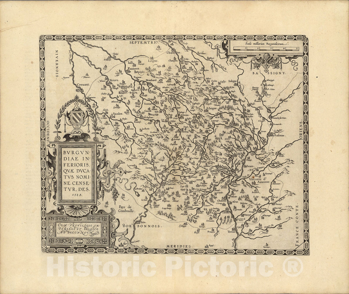 Historic Map : (38) Burgundiae Inferioris., 1584, Vintage Wall Art