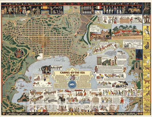 Historic Map : Carmel-by-the-Sea : Past and present, 1942, Vintage Wall Art