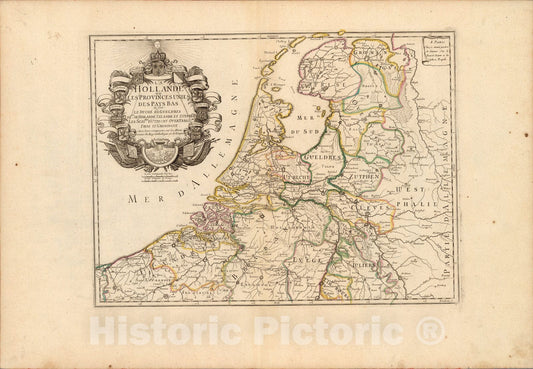 Historic Map : La Hollande Du Les Provinces Unies Des Pays Bas., 1705, Vintage Wall Art