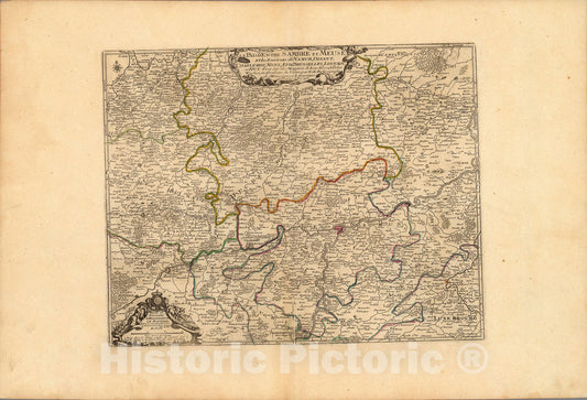 Historic Map : Le Pais D'Entre Sambre et Meuse et les Environs de Namur, Dinant ...., 1705, Vintage Wall Art
