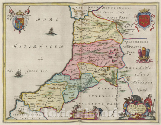 Historic Map : Ceretica sive Cardiganensis Comitatus, 1665, Vintage Wall Art
