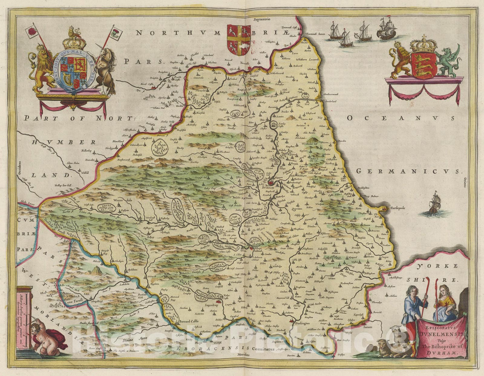 Historic Map : Episcopatvs Dvnelmensis, 1665, Vintage Wall Art