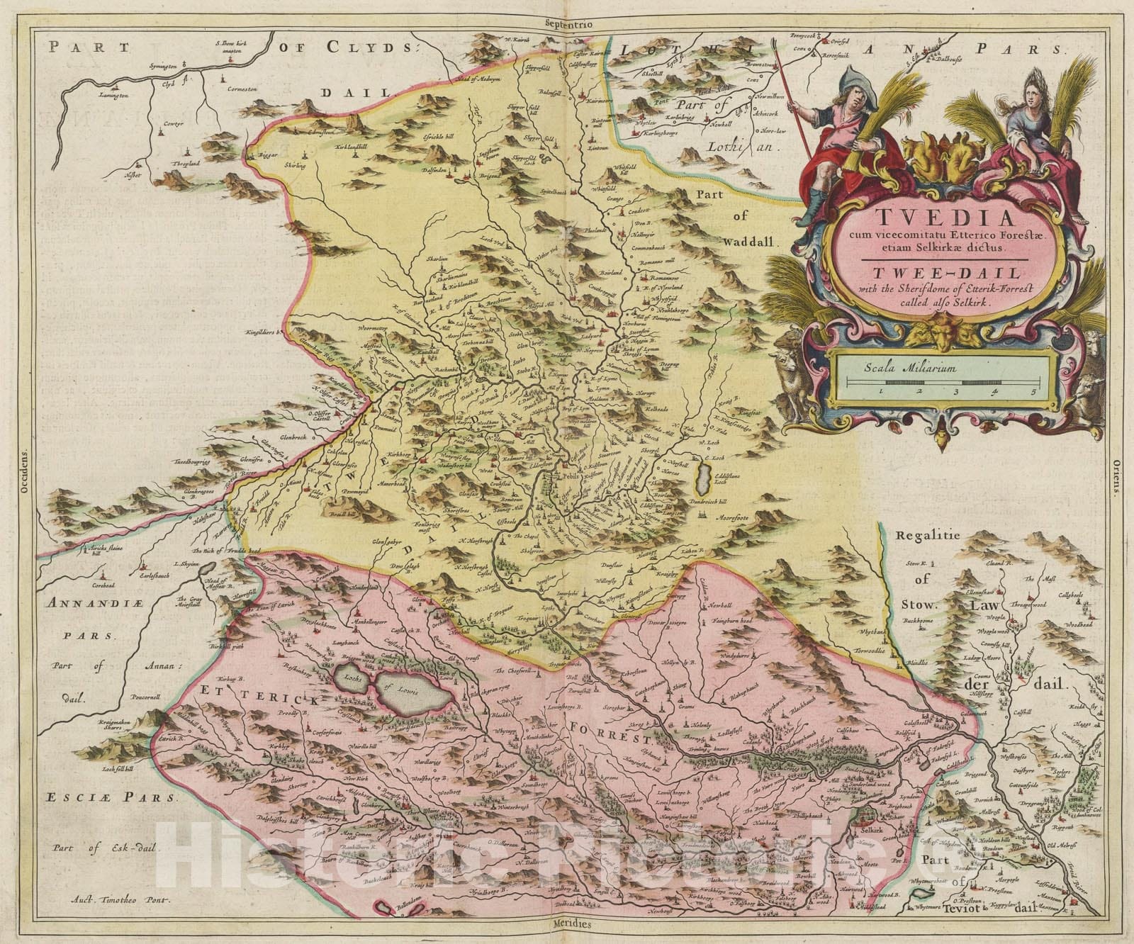 Historic Map : Tvedia cum vicecomitatu Etterico, 1665, Vintage Wall Art