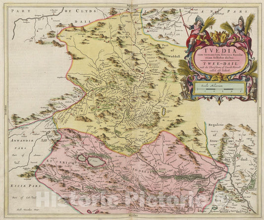 Historic Map : Tvedia cum vicecomitatu Etterico, 1665, Vintage Wall Art