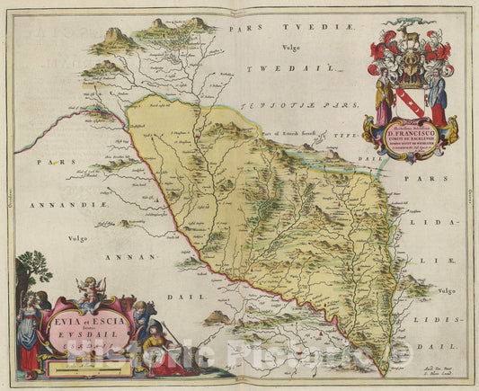 Historic Map : Evia et Escia, 1665, Vintage Wall Art