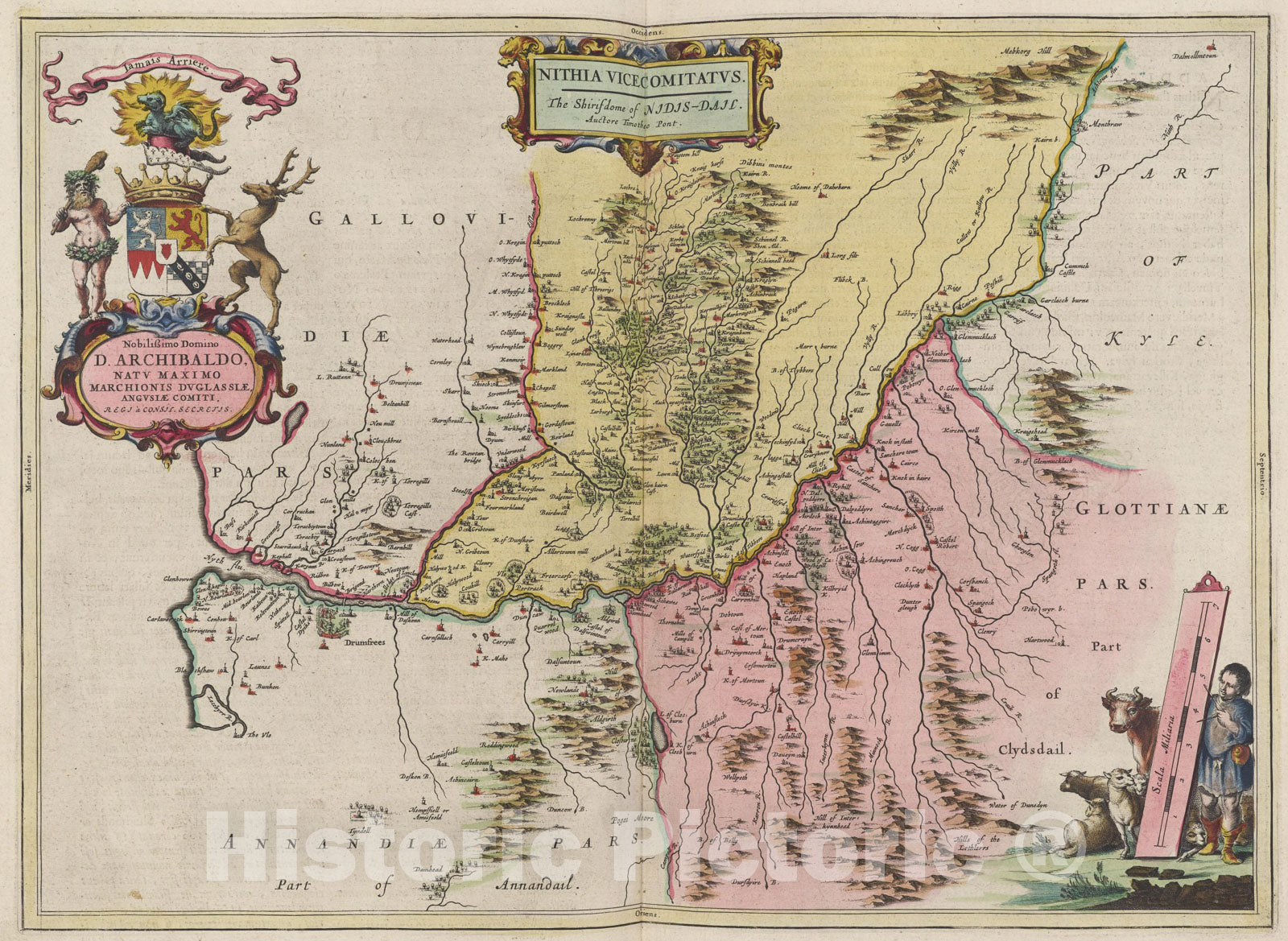 Historic Map : Nithia Vicecomitatvs, 1665, Vintage Wall Art