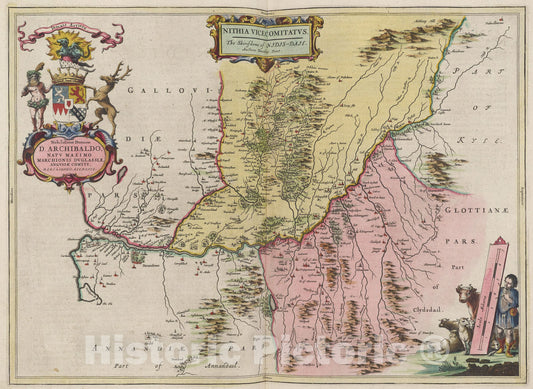 Historic Map : Nithia Vicecomitatvs, 1665, Vintage Wall Art