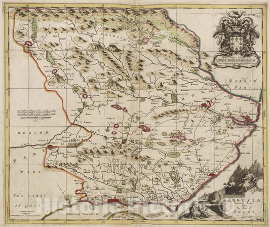 Historic Map : Angusia Provincia Scotiae Sive The Shire of Angus, 1665, Vintage Wall Art