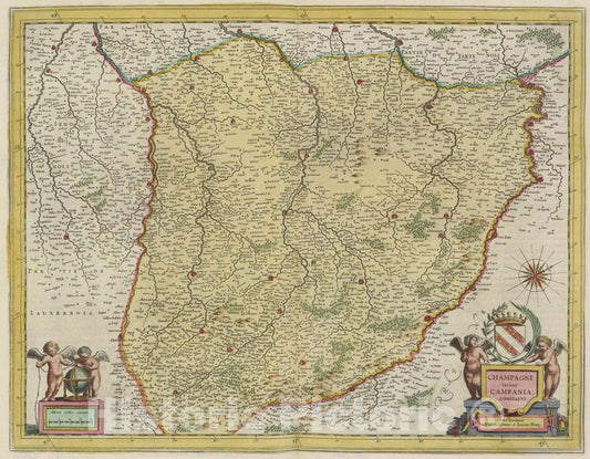 Historic Map : Champagne latine Campania Comitatvs, 1665, Vintage Wall Art