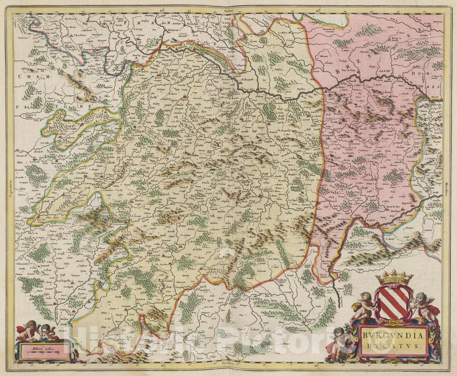 Historic Map : Bvrgvndia Dvcatvs, 1665, Vintage Wall Art