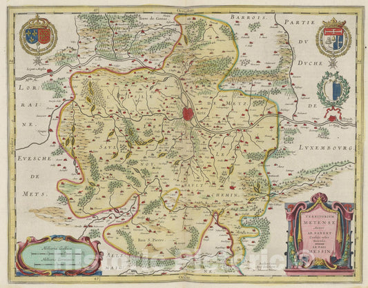 Historic Map : Territorivm Metense??, 1665, Vintage Wall Art