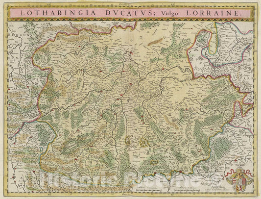 Historic Map : Lotharingia Dvcatvs: Vulgo Lorraine, 1665, Vintage Wall Art