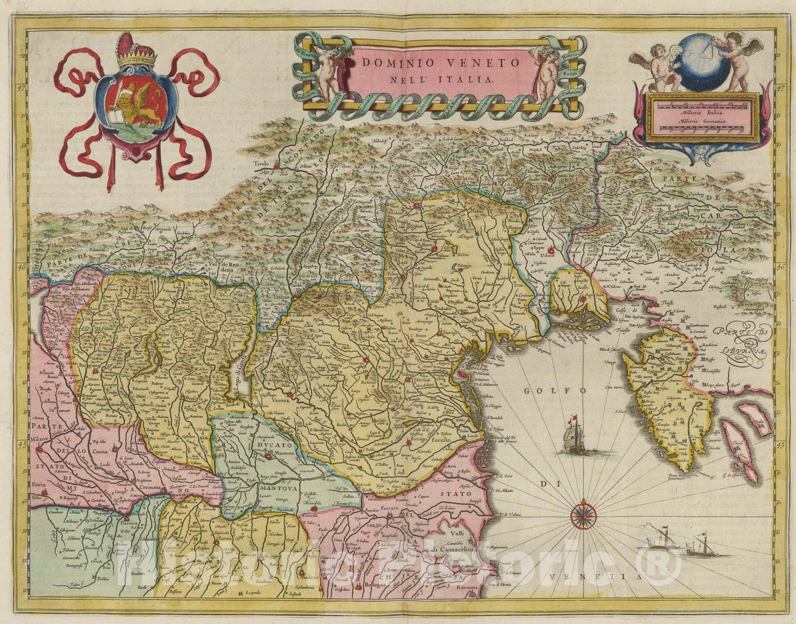 Historic Map : Dominio Veneto Nell' Italia, 1665, Vintage Wall Art