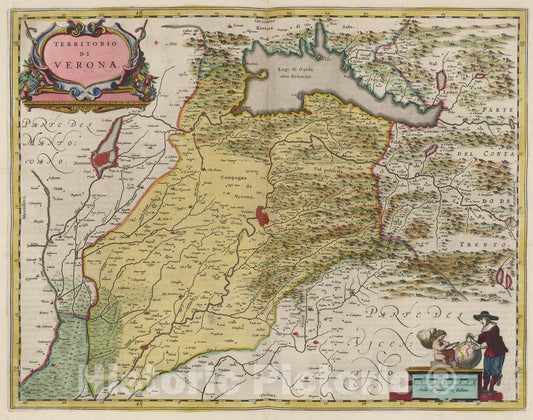Historic Map : Territorio Di Verona, 1665, Vintage Wall Art