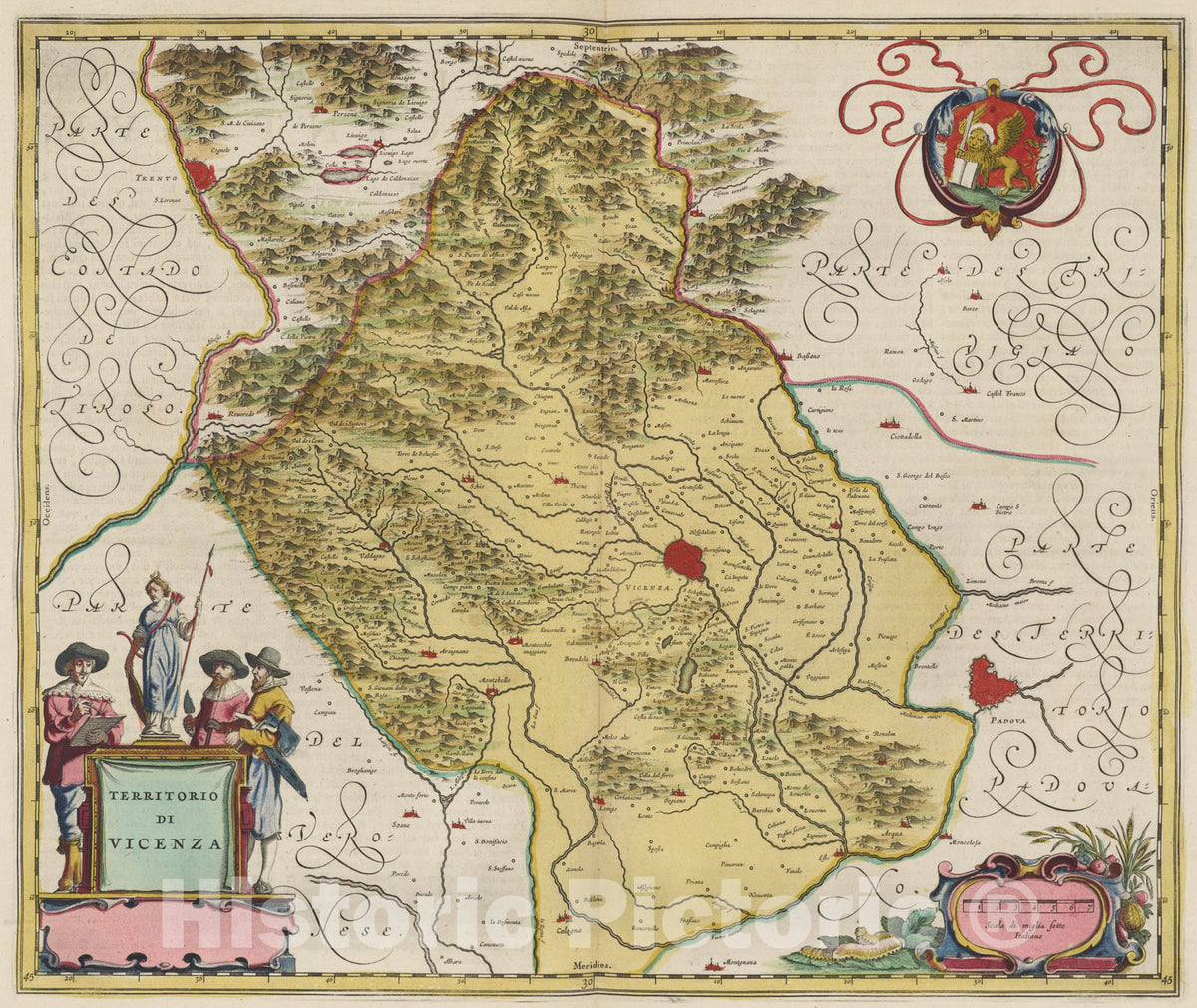 Historic Map : Territorio Di Vicenza, 1665, Vintage Wall Art