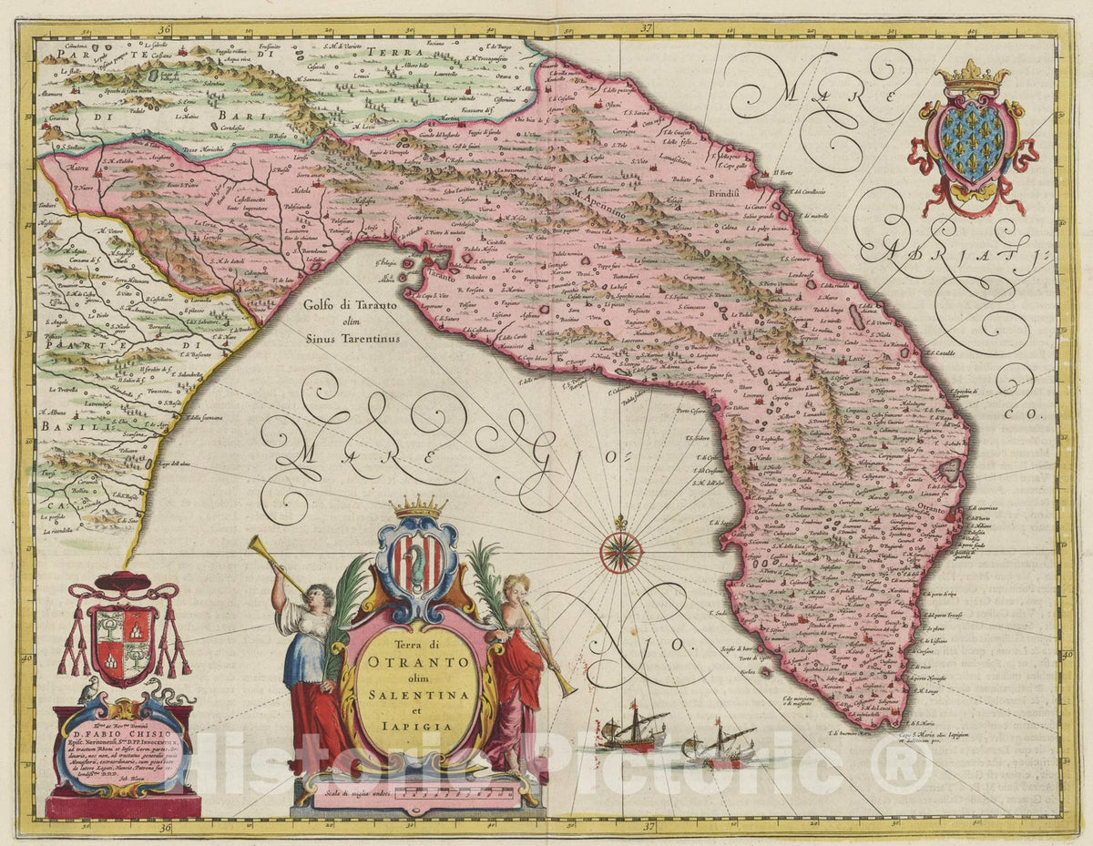 Historic Map : Terra di Otranto??, 1665, Vintage Wall Art