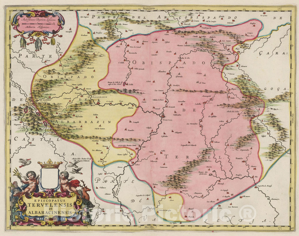 Historic Map : Episcopatus Tervelensis et Albaracinensis, 1665, Vintage Wall Art