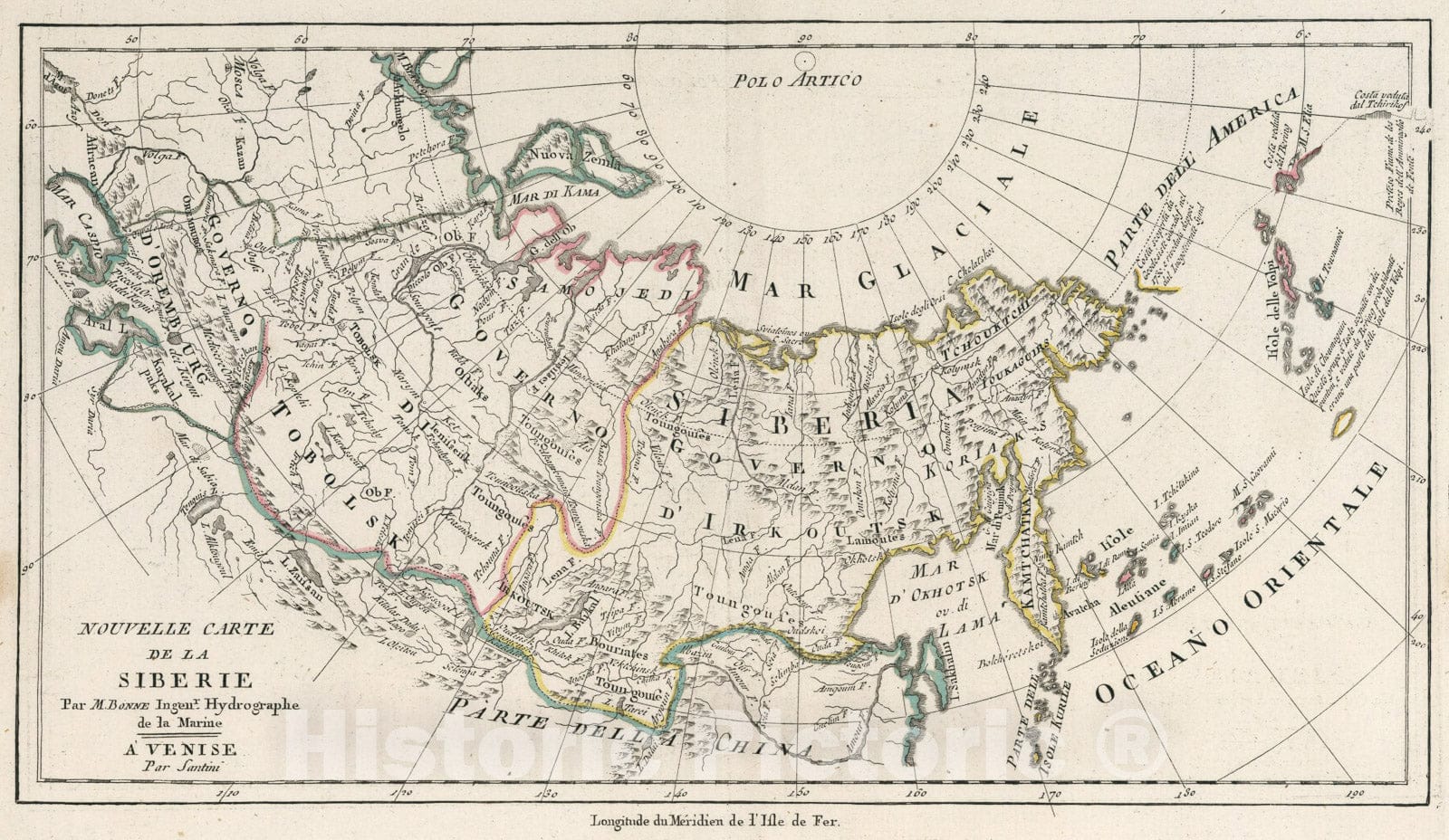 Historic Map : Nouvelle carte de la Siberie, 1793, Vintage Wall Art