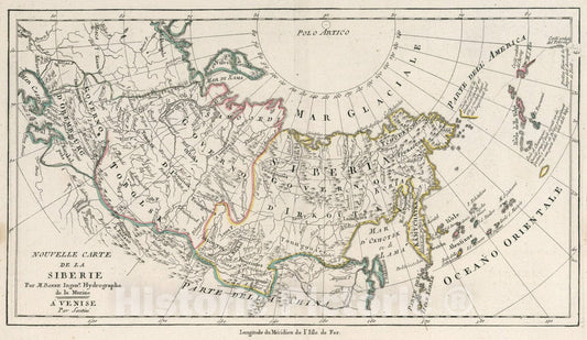 Historic Map : Nouvelle carte de la Siberie, 1793, Vintage Wall Art