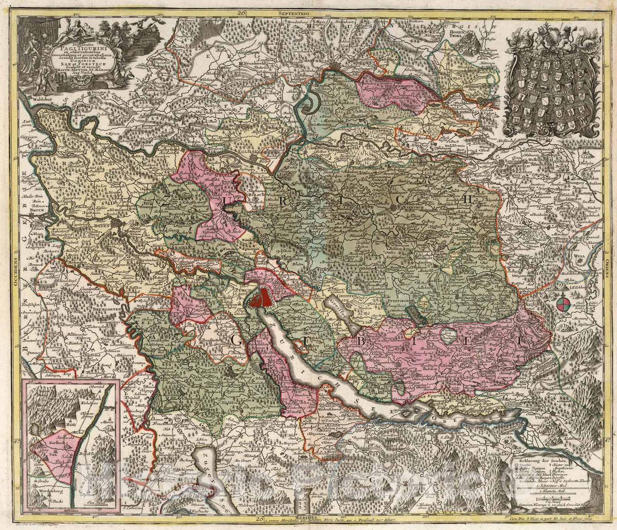 Historic Map : 8. Tigurini ... Sax et Forsteck., 1740, Vintage Wall Art