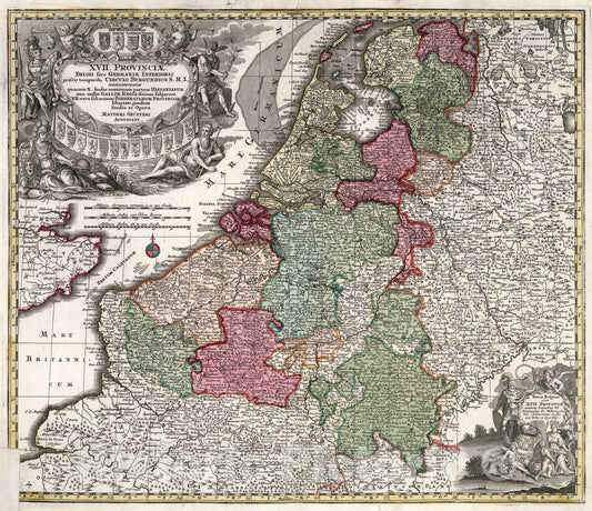 Historic Map : XVII Provinciae Belgii sive Germaniae Inferioris., 1730, Vintage Wall Art