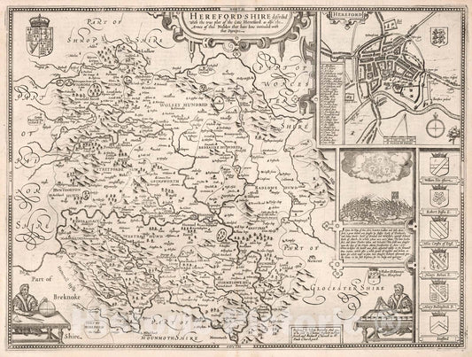 Historic Map : Hereford-Shire., 1676, Vintage Wall Art