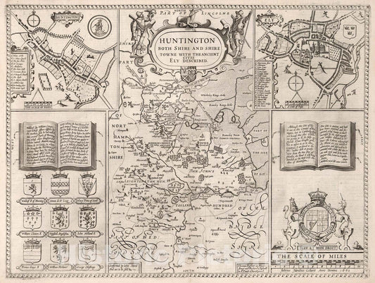 Historic Map : Huntington-Shire., 1662, Vintage Wall Art