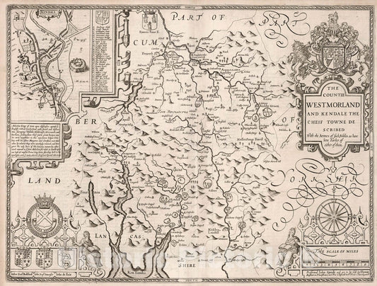 Historic Map : The Countie Westmorland., 1676, Vintage Wall Art