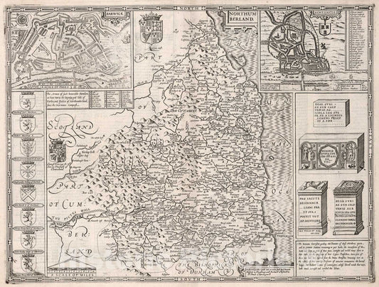 Historic Map : Northumberland., 1676, Vintage Wall Art