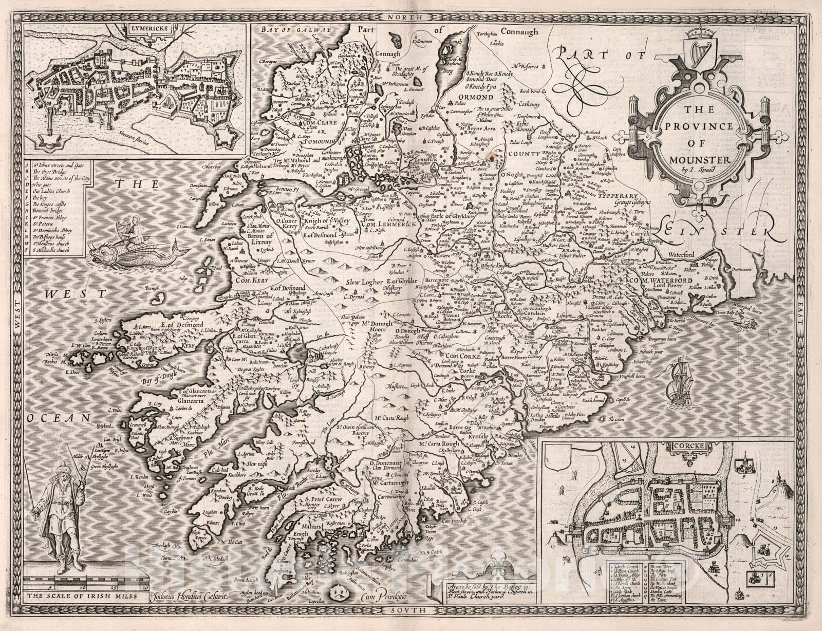 Historic Map : Province of Mounster., 1676, Vintage Wall Art