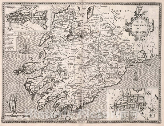 Historic Map : Province of Mounster., 1676, Vintage Wall Art