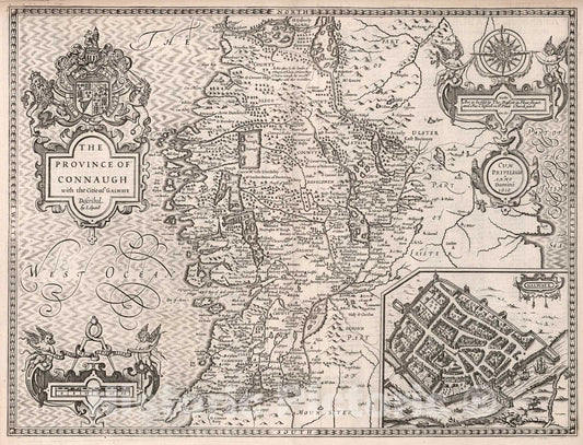 Historic Map : Province of Connaugh., 1610, Vintage Wall Art