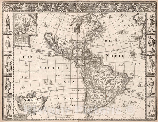 Historic Map : America., 1626, Vintage Wall Art