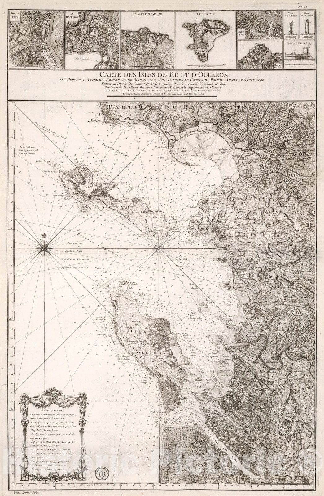 Historic Map : Carte des Isles de Re et d'Olleron., 1765, Vintage Wall Art