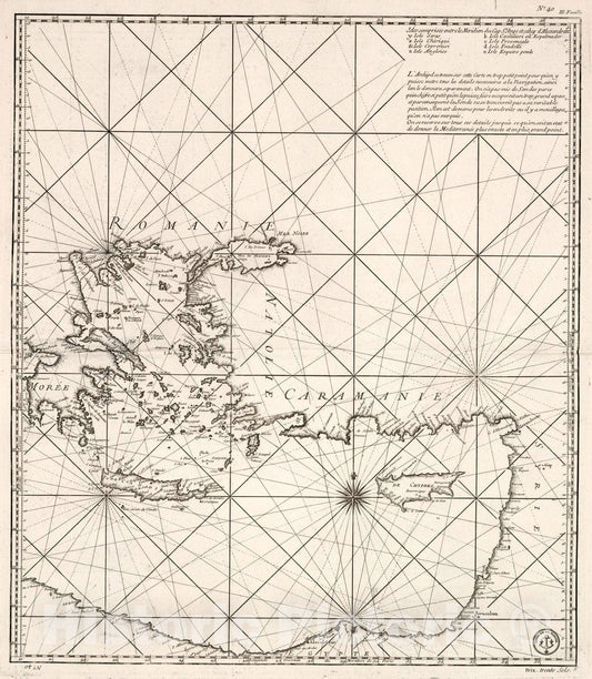 Historic Map : Carte Reduite de la Mer Mediterranee (eastern sheet)., 1737, Vintage Wall Art