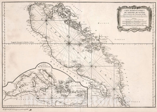 Historic Map : Carte Hydrogeographique du Golphe de Venise., 1771, Vintage Wall Art