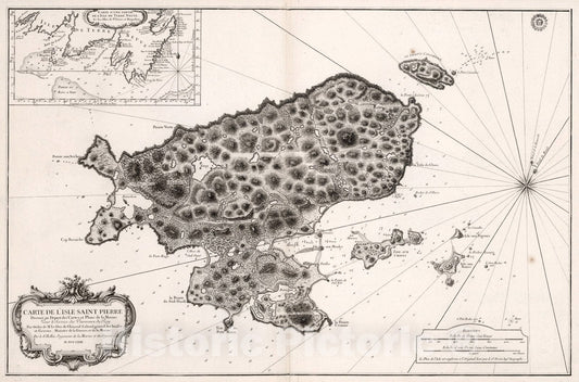 Historic Map : Carte de l'Isle Saint Pierre., 1763, Vintage Wall Art