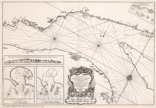 Historic Map : Carte du Cours du Fleuve de Saint Laurent., 1761, Vintage Wall Art